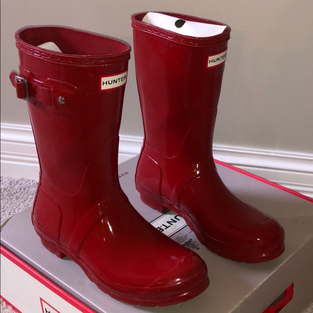 Hunter Military Red Gloss Short Tour Boots